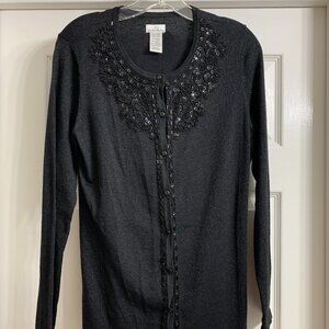 Jaclyn Smith Women's Black Sweater with Beading, Size M